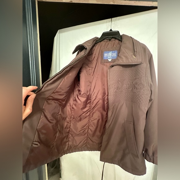 Innovations by IZZI Brown Quilted Embroidered Jacket Coat Size Small - Picture 6 of 16